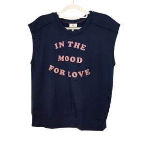 NWT Sundry In the Mood for Love Anthro Navy Sweatshirt Muscle Shirt Women's 2(M)